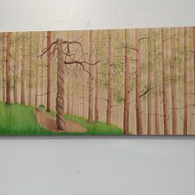 Pino enroscado: Acuarela sobre madera.. Projekt z dziedziny  Sztuki piękne, Trad, c, jna ilustracja i Malowanie akwarelą użytkownika LUDI DIEZ SAN JUAN - 23.08.2024