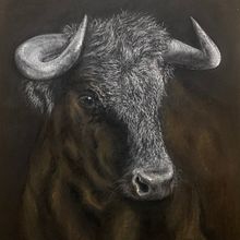Portrait of a bull "Wisdom" dry pastel, pastel pencils, pastel paper. Un proyecto de Dirección de arte, Artesanía, Bellas Artes, Diseño de interiores, Pintura, Dibujo a lápiz, Dibujo, Dibujo de Retrato y Dibujo realista de Margarita  Zipman - 13.09.2024
