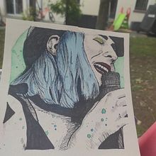 Mon projet du cours : Illustration composée de hachures et de taches de peinture. Un progetto di Disegno artistico, Character design, Belle arti, Pittura, Disegno di ritratti e Pittura ad acquerello di ameliemarie - 15.09.2024