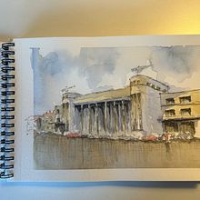 My project for course: Architectural Sketching with Watercolor and Ink. Drawing, Watercolor Painting, Architectural Illustration, Sketchbook, Ink Illustration, and Sketching project by aycat - 09.17.2024