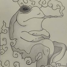 Dibujo - Rana fumando de pipa. Pencil Drawing project by Victor Martinez - 09.19.2024