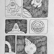 Um pouso na lua, quadrinho feito por Helena Darcie. Character Design, and Traditional illustration project by Helena Darcie Bernardo dos Santos - 09.22.2024