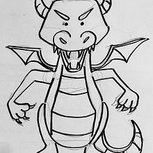 Eu amei esse desenho que eu fiz! É um dragão inspirado no Pokémon Krookodile. Traditional illustration, and Character Design project by Helena Darcie Bernardo dos Santos - 09.22.2024