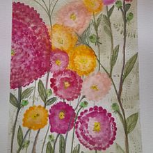 Dahlias - My project for course: Artistic Floral Watercolor: Connect with Nature. Ilustração botânica, Ilustração tradicional, Pintura em aquarela, e Pintura projeto de Silvia Belo Oliveira - 18.09.2024