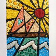 Colouring Romero Britto's boat with needle and thread. Un projet de Broderie , et Art textile de Anastasia Papathanaki - 22.09.2024