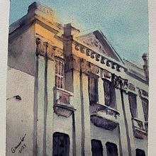 Itau Bank - São Gabriel. Watercolor Painting, Architecture, Architectural Illustration, Packaging, and Drawing project by Giancarlo Machado - 09.24.2024