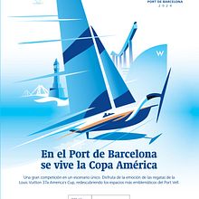 PORT de BARCELONA. IIustración del anuncio Institucional de la 37a Copa América de Vela. Un proyecto de Ilustración vectorial, Ilustración digital, Publicidad, Dirección de arte, Br e ing e Identidad de Juanma García Escobar - 28.09.2024