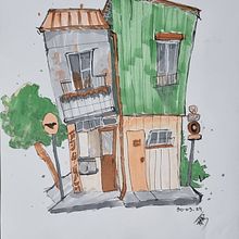 Meu projeto do curso: Desenho arquitetônico expressivo com marcadores coloridos. Architectural Illustration, Drawing, Ink Illustration, Sketchbook, and Sketching project by Thamires Betin - 09.30.2024