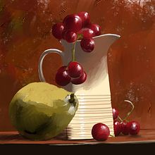 Nature morte à la peinture numérique. Fine Arts, Digital Drawing, Digital Illustration, Painting, and Digital Painting project by Lucie Thiam Bouleau - 10.06.2024