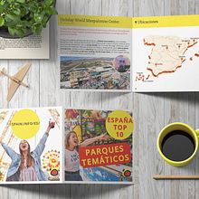 Folleto turístico top 10 parques temáticos de España. Un progetto di Graphic design e Design editoriale di Alicia Romero - 06.10.2024