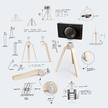 Plywood tripod concept. Un proyecto de Diseño, Bocetado, Sketchbook, Diseño digital e Ilustración digital de Adam Miklosi - 07.10.2024
