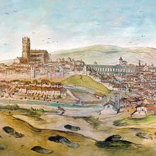 Map of the city of Segovia in the 15th Century. Un proyecto de Ilustración tradicional, Ilustración digital, Ilustración arquitectónica, Ilustración editorial, Ilustración animada, Arquitectura digital, Multimedia, Diseño interactivo, Pintura, Animación 2D y Concept Art de Mentiradeloro Esther Cuesta - 17.09.2024