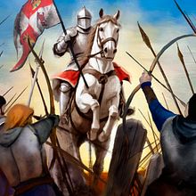 Battle of Najera or the Battle of Navarette. Un proyecto de Ilustración tradicional, Ilustración digital, Ilustración editorial, Ilustración animada, Animación de personajes, Animación 2D y Pintura al óleo de Mentiradeloro Esther Cuesta - 18.09.2024