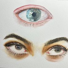 My project for course: Watercolor Drawings: How to Paint Expressive Eyes. Projekt z dziedziny  Sztuki piękne,  Malarstwo, Portret i Malowanie akwarelą użytkownika Jiena - 12.10.2024