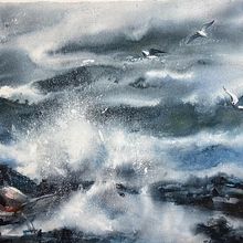 Imaginary seascape. Watercolor Painting project by Ola Gustafsson - 10.15.2024