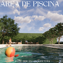 Área com Piscina. Architecture, 3D, and Fine Arts project by Rebeca Magalhães de Moura - 09.30.2024