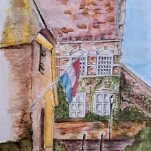 Mijn project van de cursus: Creëer expressieve architecturale schetsen met kleurstiften Ein Projekt aus dem Bereich Architektonische Illustration, Sketchbook, Skizzenentwurf und Zeichnung von Ursula Jansen - 16.10.2024