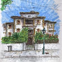 Mein Abschlussprojekt für den Kurs: Expressive Architekturskizzen mit Markern. Architectural Illustration, Drawing, Ink Illustration, Sketchbook, and Sketching project by Oechsl Matthias - 10.17.2024
