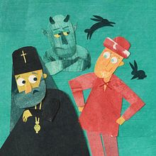 Illustration for Alexander Pushkin's "Tale of the Priest and of His Workman Balda". Collage, Traditional illustration, Children's Illustration, Narrative, Paper Craft, and Creating with Kids project by maharani - 10.08.2024
