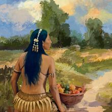 Indigenous Woman. Un proyecto de Ilustración tradicional, Ilustración digital, Ilustración botánica, Ilustración editorial, Ilustración naturalista				, Ilustración animada, Álbum ilustrado						, Dibujo de Retrato, Animación, Animación de personajes y Animación 2D de Mentiradeloro Esther Cuesta - 28.09.2024