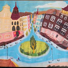 Mi proyecto: Una rotonda en Gdansk, Polonia. Sketching, Drawing, Traditional illustration, Architectural Illustration, Sketchbook, and Gouache Painting project by karoskibinska - 10.28.2024