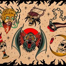 Cursed Relics 2024 Inktober Art Event - Tattoo Flash Sheets. Tattoo Design, and Digital Illustration project by Nick - 10.29.2024