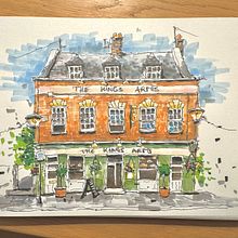 Mon projet du cours : Esquisses d'architecture expressives aux feutres de couleur. Architectural Illustration, Drawing, Ink Illustration, Sketchbook, and Sketching project by yvi - 11.02.2024