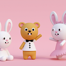 Urso e Coelhinhos. Projekt z dziedziny  Modelowanie 3D, Projektowanie postaci 3D i 3D użytkownika Andreia Duarte Bilenkij - 06.11.2024