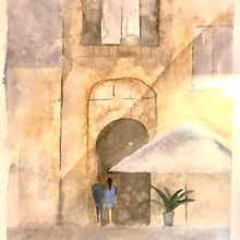 Mijn project van de cursus: Aquareltechnieken voor moderne stadslandschappen. Un progetto di Pittura e Pittura ad acquerello di Christel Heeren - 07.11.2024