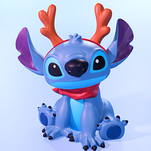 Stich Adorno de Navidad Reno. Design, 3D, Character Design, Product Design, Sculpture, 3D Modeling, 3D Character Design, and 3D Design project by Fernanda Flores Contreras - 10.18.2024