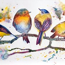 My project for course: Artistic Watercolor Techniques for Illustrating Birds. Traditional illustration, Watercolor Painting, Realistic Drawing, and Naturalistic Illustration project by Olesia Antypieva - 11.09.2024