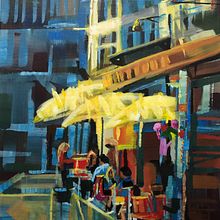 Mein Abschlussprojekt für den Kurs: Impressionistisches Malen mit Acrylfarben: Straßenszenen-Techniken. Projekt z dziedziny Malarstwo akr, lowe,  Sztuki piękne i  Malarstwo użytkownika Gaby - 19.11.2024