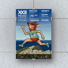 Diseño e Ilustración Cartel XXII Medio Maratón de Montaña del Ocejón 2024. Un progetto di Design, Design di poster , Pubblicità e Illustrazione vettoriale di José Luis Segovia García - 20.11.2024