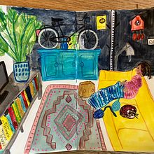 Zelfportret nav de cursus: Sketchbook om je tekenstijl te verkennen Ein Projekt aus dem Bereich Skizzenentwurf, Kreativität, Zeichnung, Traditionelle Illustration, Aquarellmalerei, Gouachemalerei und Sketchbook von Joukje Keuning - 23.11.2024