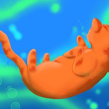 Ilustracion Gato naranja bajo el agua. Digital Illustration project by Coni Gonzalez - 11.25.2024