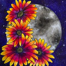 Moon flowers. Painting, and Watercolor Painting project by surita_r - 11.28.2024