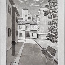 Entintado zona residencial suburbana. Architectural Illustration, Drawing, Ink Illustration, Sketchbook, and Sketching project by Paula - 12.01.2024