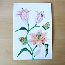 Gigli e Fritillarie. Botanical Illustration, Gouache Painting, Naturalistic Illustration, Painting, Watercolor Painting, and Fine Arts project by Cristina Ragusa - 12.01.2024