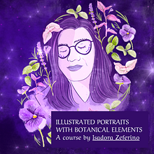 Illustrated Portrait with Botanical Elements, by Aline Carbonaro. Un proyecto de Dibujo digital, Ilustración tradicional, Ilustración botánica e Ilustración digital de Aline Carbonaro - 01.12.2024