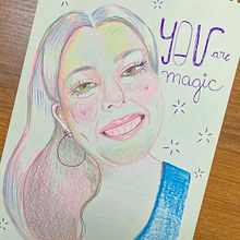 Meu projeto para o curso "Desenho de retratos vibrantes com lápis de cor". Colored Pencil Drawing, Drawing, Portrait Drawing, and Sketchbook project by Fernanda Benedito - 12.02.2024