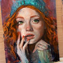 Girl in red - after Torsten Wolber. Fine Arts, Traditional illustration, Oil Painting, and Painting project by eddygmora - 12.03.2024