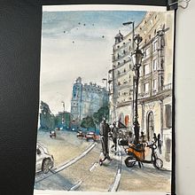 Final project @guesscitybysketch. Drawing, Ink Illustration, Painting, Sketchbook, Sketching, and Watercolor Painting project by Kate - 12.08.2024