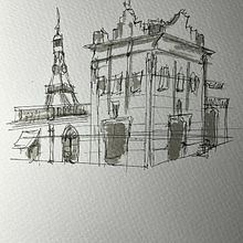 My project for course: Architectural Sketching with Watercolor and Ink. Drawing, Watercolor Painting, Architectural Illustration, Sketchbook, Ink Illustration, and Sketching project by Virginia Da Costa Jardim-Waldron - 12.08.2024