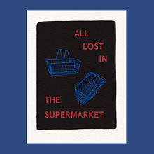 Music-inspired Art Print: "All lost in the supermarket" Ein Projekt aus dem Bereich Digitale Illustration, Grafikdesign, Design, Lettering, Digitales Design, H, Lettering, Digitales Lettering und Plakatdesign von Amparo Zeballos - 09.12.2024