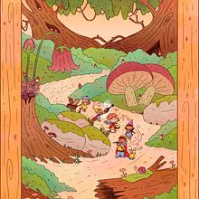 Gnomads. Projekt z dziedziny Ilustracje dla dzieci, R, sunek c, frow, Ilustracja c i frowa użytkownika Sarah Doan - 09.12.2024