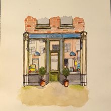 Livraria em aquarela.. Architectural Illustration, Drawing, Painting, and Watercolor Painting project by Gabriela César - 12.09.2024