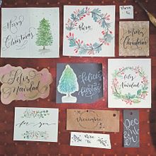 Set Navideño. H, Lettering, Traditional illustration, and Lettering project by Fátima Telón S. - 12.10.2024