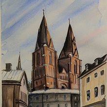 church in watercolor . % Niklas Hrvacanin tarafından hazırlanan Tablo, Sulubo, Ve a Resim projesi - 12.11.2024