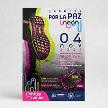 Carrera Neón por la Paz. Un progetto di Graphic design di blueloranca - 11.12.2024