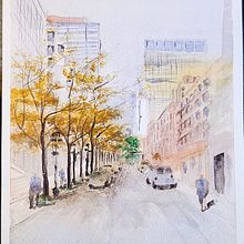 Dorados urbanos. Watercolor Painting, Fine Arts, and Architectural Illustration project by Pablo BARROSO - 12.13.2024